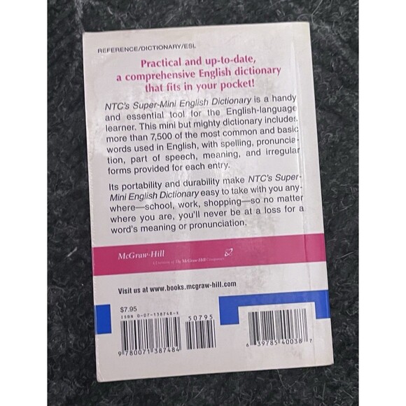 NTC'S Super-Mini English PB Dictionary Includes Pronunciations Richard A Spears - Picture 2 of 6